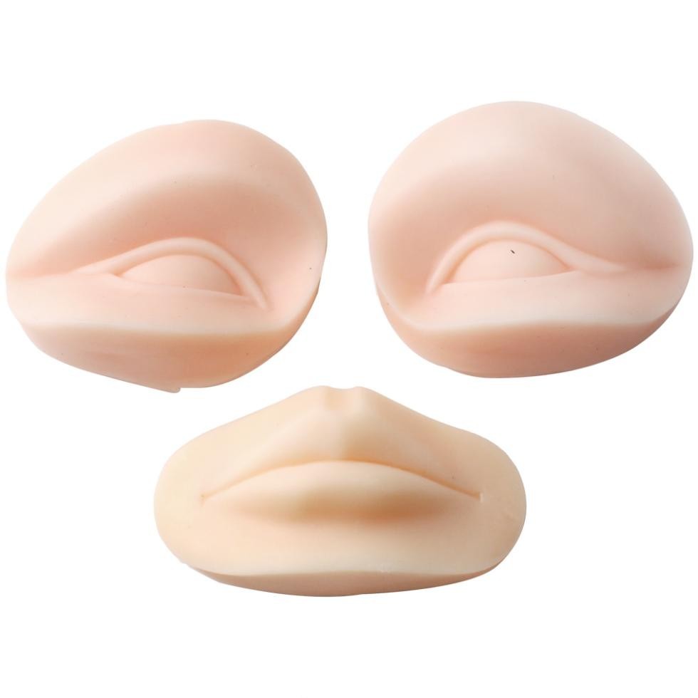 OJOS Y BOCA DE SILICONA PARA PRACTICAS DE MICROPIGMENTACION