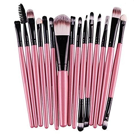 SET DE 15 PINCELES DE MAQUILLAJE PARA CEJAS,OJOS Y LABIOS