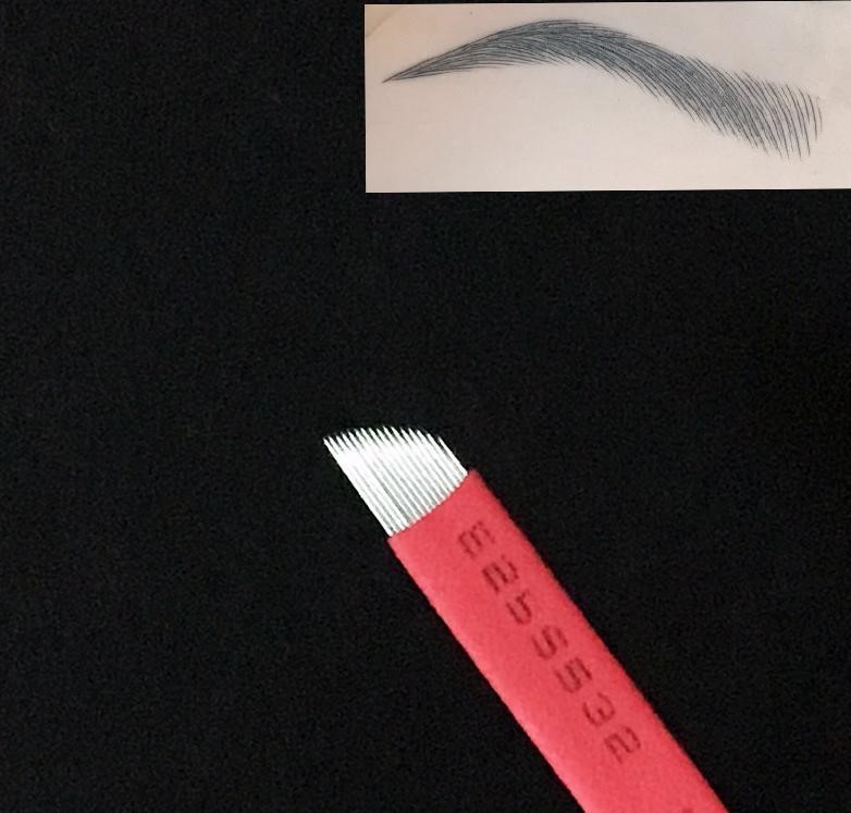 10 AGUJAS MICROBLADING 16 PINS 0,18MM TRAZO ULTRAREALISTA