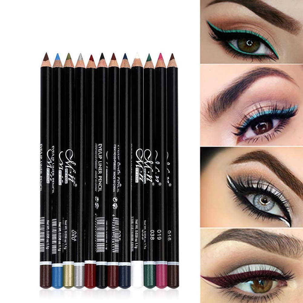 12 LÁPICES DELINEADOR DE OJOS EYELINER DE LARGA DURACIÓN