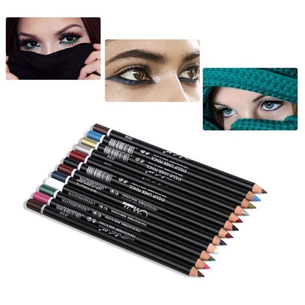 12 LÁPICES DELINEADOR DE OJOS EYELINER DE LARGA DURACIÓN