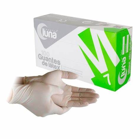 Guantes LUNA de latex CON POLVO (100u.)TALLA MEDIANA