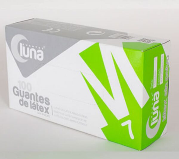 Guantes LUNA de latex CON POLVO (100u.)TALLA MEDIANA