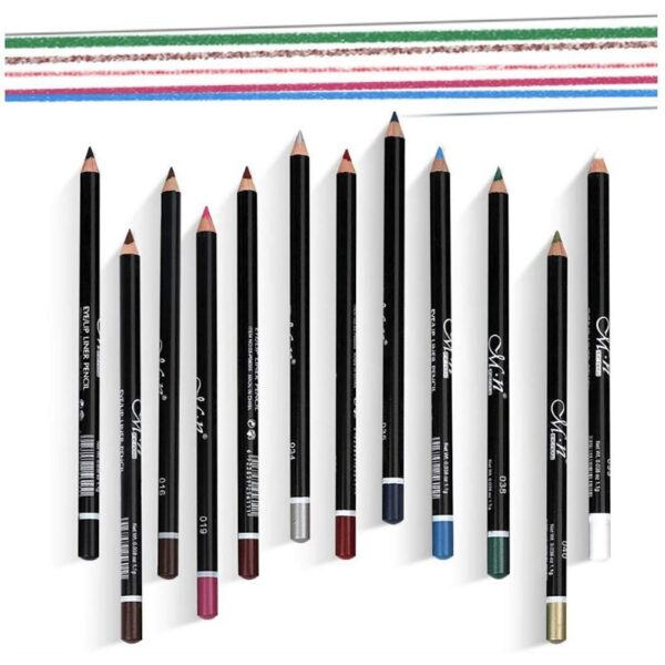 12 LÁPICES DELINEADOR DE OJOS EYELINER DE LARGA DURACIÓN