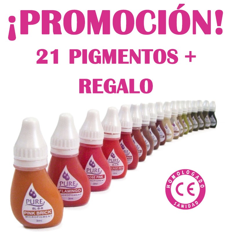 PACK 21 PIGMENTOS HOMOLOGADOS MICROPIGMENTACIÓN (GAMA COMPLETA)