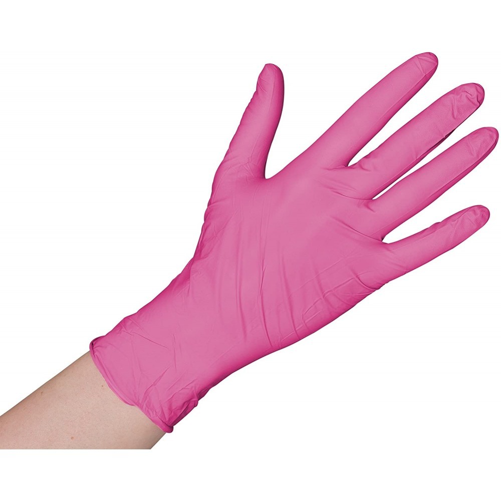 GUANTES NITRILO ROSA SIN POLVO TALLA MEDIANA