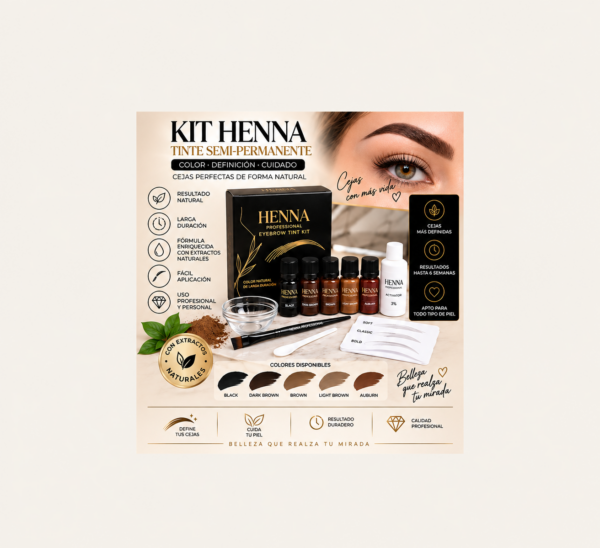 KIT HENNA TINTE SEMI-PERMANENTE COLOR MARRÓN